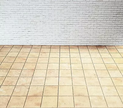 Dollhouse Miniature Limestone Tile Floor Large Squares Embossed Card Flooring • $7.15
