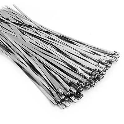 100 PCS 11.8 In Metal Cable Zip Ties Stainless Steel For Exhaust Wrapping Fence • $14.94