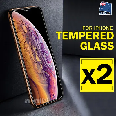 $3.45 • Buy 2X For IPhone XS Max XR 8 7 Plus Tempered Glass Screen Protector Apple 6 6S Plus