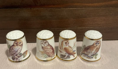 £5 • Buy Set Of 4 Owl Thimbles  Fine Bone China The Thimble Guild