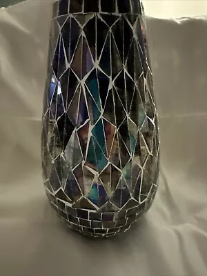 Mosaic Vase Sparkly Iridescent Glass Vase Candleholder Bulb Shape 8”-4.5” • $17.98