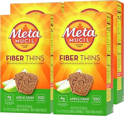 Metamucil Fiber Thins Help Promote Digestive Health Apple Crisp 12 Ct LOT OF 4 • $28.88