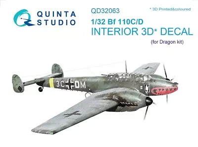 1/32 Quinta 3D Interior #32063 Bf110C/D For Dragon Kit • $39.99