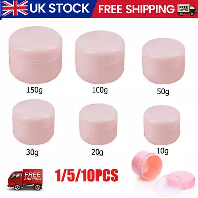 10-150g Empty Round Plastic Storage Pot Jar Sample Cosmetic Makeup Travel UK • £5.25