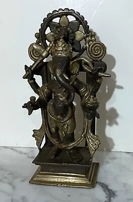 Gorgeous Vintage Indian Hindu Bronze And Brass Statue Of Deity Ganesha • $150