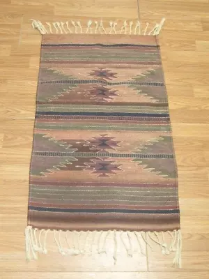 Vintage? Southwestern Indian Style RUG HAND WOVEN? With Fringe 21.5in X 36in • $30