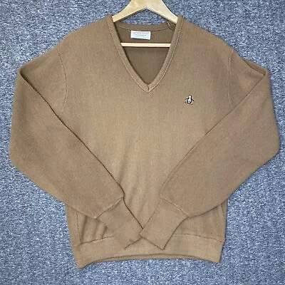 Vintage Grand Slam By Munsingwear Men's Brown Penguin Pullover Sweater L Vneck • $8