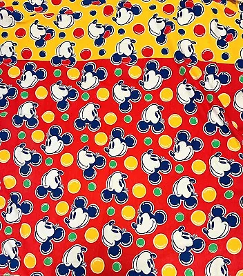 Vintage Mickey Mouse & Bubbles On Red & On Yellow  Print Fleece Fabric • $18