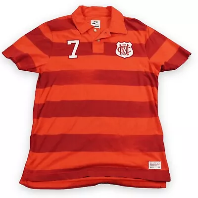 Nike Shirt Mens Medium Red Orange Polo Manchester United Dri-Fit Soccer Jersey • $26.10