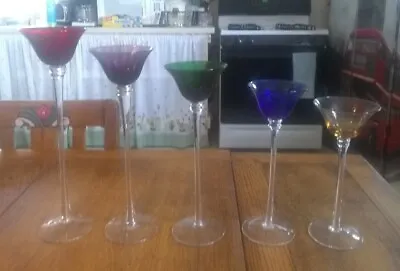 Set Of 5 Multi-Colored Wine Glasses • $14.99