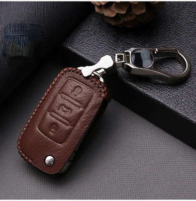 $14.24 • Buy Leather Key Case Cover Fob Holder Shell For Volkswagen Phaeton Passat Tiguan
