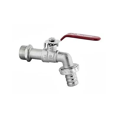 1  BSP Garden Lever Tap Valve With Red Handle And Metal Hose Plug Outdoor Tap • £8.99