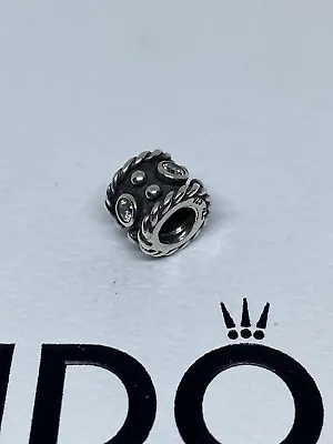 Genuine Pandora Silver Oxy Crown CZ Charm Clear CZ  💕 925 ALE  • £13.99