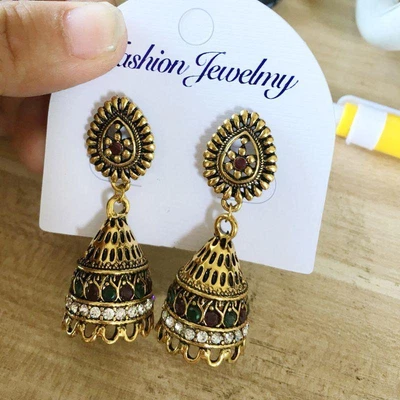 $8.13 • Buy Ethnic Indian Bollywood Earrings Traditional Gypsy Jhumka Jhumki Drop Earrings
