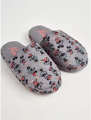 £14.99 • Buy Official Disney Mickey & Minnie Mouse Grey Slippers  UK Sizes 3 - 8 New