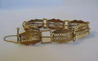 Antique Middle Eastern ~ 14k Kt Yellow Gold Filigree Link Bracelet ~ 15.3 Grams • $875