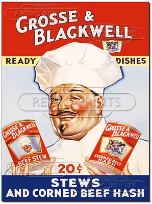 £4.95 • Buy CROSSE & BLACKWELL METAL WALL SIGN Cafe Kitchen Poster Print Vintage Retro Ad