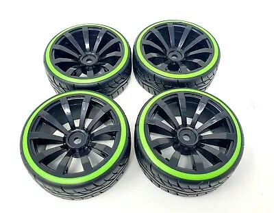 RC Car Green Drift Wheels Upgrade Fit 1:10 Scale Models - Choice Of Two Designs • £10.99
