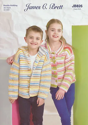 Easy Knitting Pattern Girls Boys Hooded Or Collar Cardigan James Brett DK JB826 • £3.99