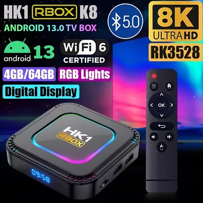 Smart TV Box Android 13.0 HK1 RBOXK8 RK3528 Quad Core 8K UHD Media Stream Player • $44.99