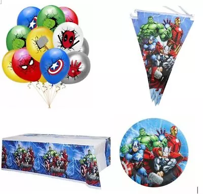Marvel Superhero Avengers Birthday Party Decor Banner Balloon Tableware Dress Up • £4.18