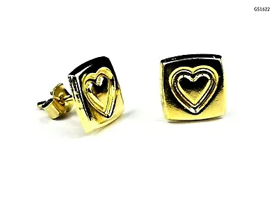 New 9ct Gold Heart Square Stud Earrings Kids/ Ladies Stud Gifts BNIB (GS1622) • £24.99