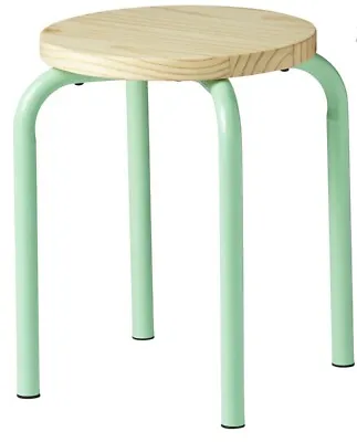 New IKEA DOMSTEN Stool Light Green/Solid Pine Steel (905.551.61) Vintage IKEA • £73.73