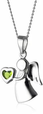 £14 • Buy Sterling Silver & Peridot CZ Birthstone Angel Necklace 14 - 32 Inches