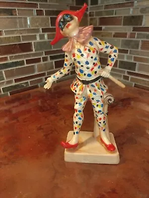 Harlequin-Court Jester/Masked Clown/Masquerade Figurine-Signed Italy-Resin • $24