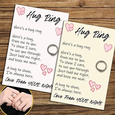 Personalised Hug Ring Send A Hug From Me To You Adjustable Ring Gift • £6.49