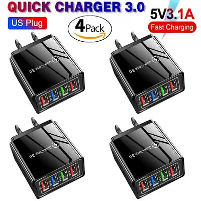 1-4Pcs 4 Port Fast Quick Charge USB Hub Wall Charger Power Adapter Plug Or Cable • $9.59