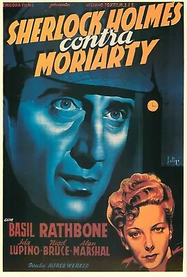 Adventures Of Sherlock Holmes Movie Poster Postcard Basil Rathbone Ida Lupino • $7.99