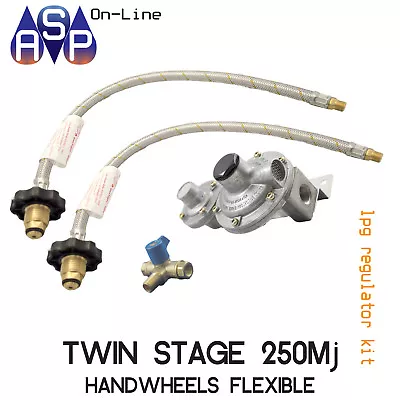  Lpg-regulator Kit Twin Stage 250mj Suit Caravan And Home Use  (w/flex Handwheel • $74