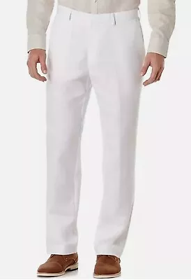 Cubavera BRIGHT WHITE Men's Solid Flat Front Pants US 32X30 • $34