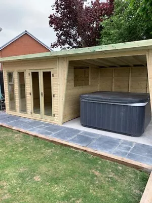 Timber Summer House Pressure Treated Outdoor Hot Tub Building Garden Office Bar  • £2915