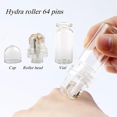 $16.97 • Buy Hydra Needles 64 Pin Titanium Gold Tips Derma Meso Roller Bottle Serum Injection