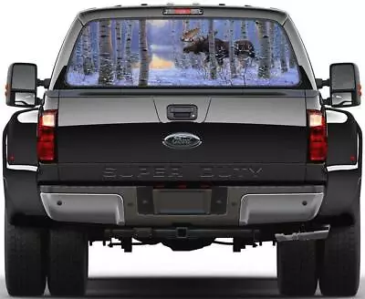 Moose In Snow Rear Window Graphic Decal Sticker Car Truck SUV Van Animals 206 • $42.37