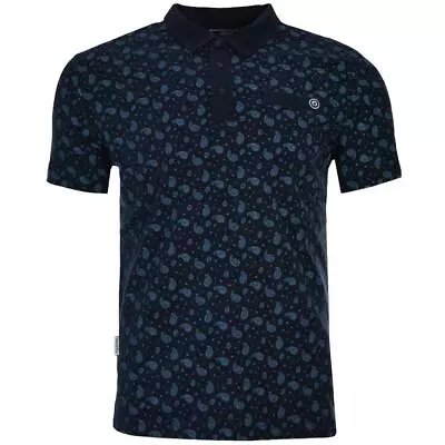 Lambretta Mens Navy Smart Casual Retro All Over Print Paisley MOD SKA Polo Shirt • £9.99