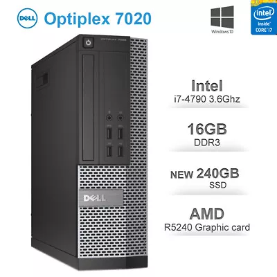 $420 • Buy Dell 7020 SFF I7-4790 3.6ghz 16gb New 240gb Ssd AMD R5 240 Graphic Card Win 10