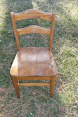 E. Old Wood Childs School Chair  25 3/4  High Back Center  12 7/8  W Front Seat • $24.99