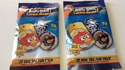 $4.99 • Buy 2 Pack Lot Angry Birds Star Wars Dog Tag + Ball Chain + 2 Stickers And Checklist