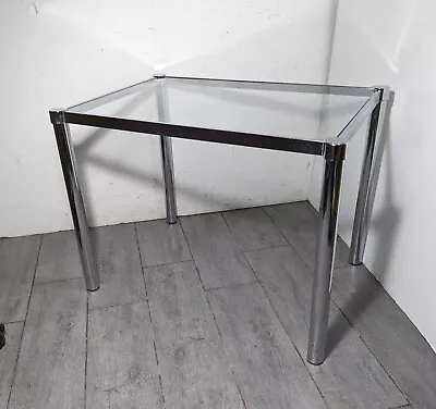 Vintage Mid Century Modern Chrome Metal Glass End Table Milo Baughman Style • $148.50