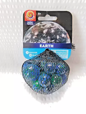 EARTH- Bag 24 Player Mega Vacor  Marbles & 1 Shooter-Instructions & Facts • $3.95