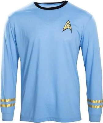 Adult Star Trek Long Sleeve Halloween Costume T-shirt Spock Blue Cosplay Tee • $27.95