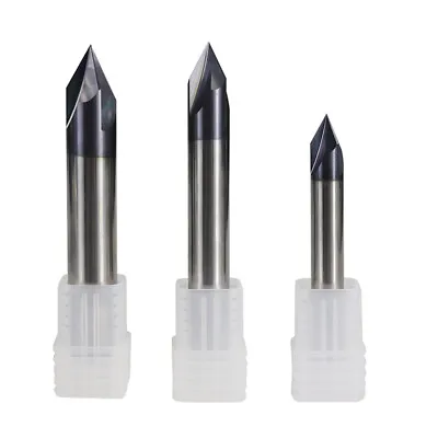 Carbide Chamfer End Mill 60/90 Degree HRC55 3Flute Milling Cutter CNC Router Bit • £8.29