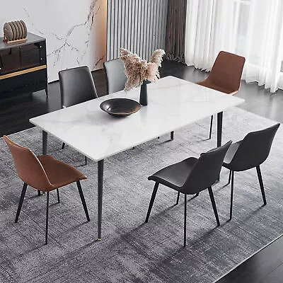 WISFOR Large Dining Table White/Grey Slate Table Kitchen Furniture For 4-6 Seats • $159.92