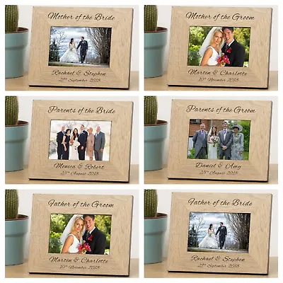 Wedding Wooden Photo Frame 7x5 - Gift For Parents - Personalised Engraved • £16.49