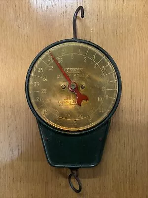 Vintage Hanson DAIRY/GRAIN Feed Seed Hanging Scale WORKING - Green • $39.20