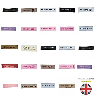 20 Pcs Fabric Woven Labels Sew On Garment Label Handmade Craft Tags Handmade UK • £2.69