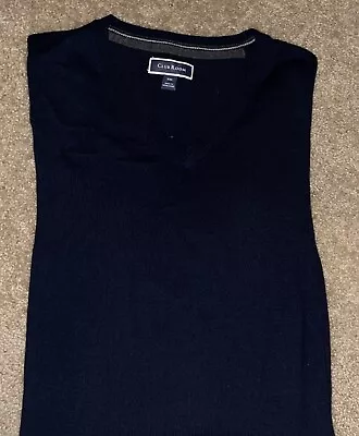 Mens Club Room Long Sleeve Navy Wool Blend V Neck Sweater XXL - EUC • $17.99